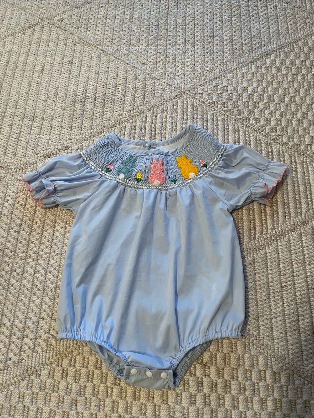 Blue Smocked Easter Bubble